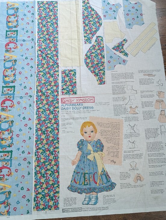 Daisy Kingdom Other - Vintage Daisy Kingdom Alphabears Daisy Dolly Dress Fabric Panel Uncut Fits 17-19